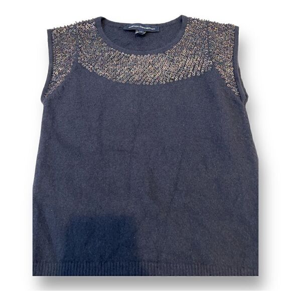 French Connection Navy Blue Sequin Detail Top Size Small - Picture 4 of 5